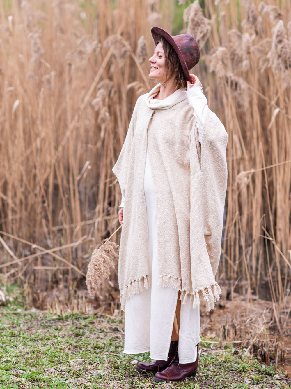 Бохо-накидка из фактурного хлопка (молоко)