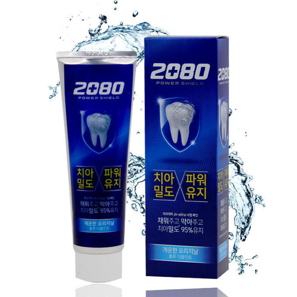 Зубная паста Aekyung 2080 Power Shield Green Pepermint (голубая полоска) 120 гр