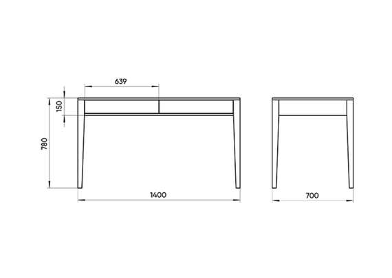 Стол письменный Fjord 140*70 см (темно-серый)