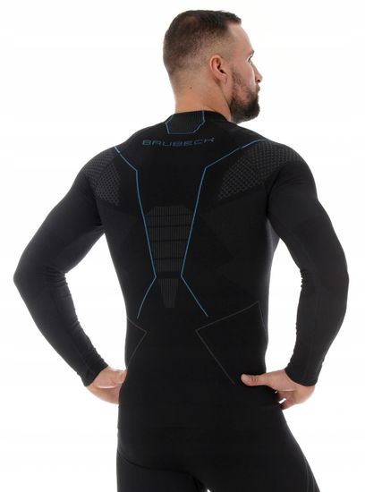 Термофутболка мужская с длинным рукавом Brubeck Thermo Nilit Heat New, чёрный/голубой