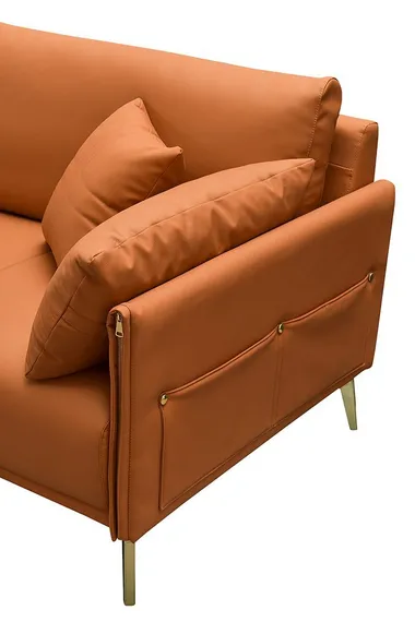 Трехместный диван Lucca 220 см, натуральная кожа цвета Camel