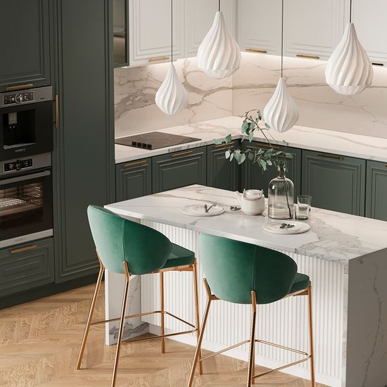 Стул барный coral, велюр, темно-зеленый