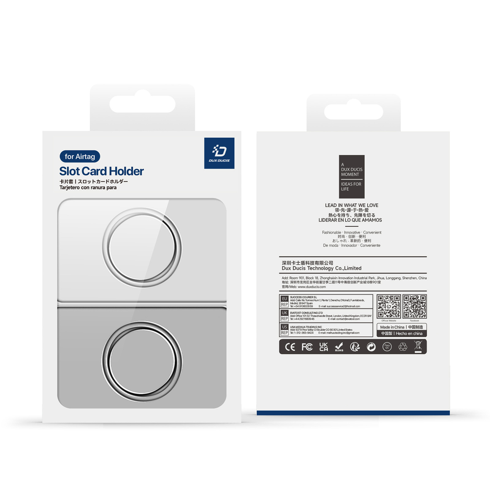 Комплект чехлов (2 шт.) в форме карточки для AirTag, серия PC Card-Shaped Case (прозрачный и серый)