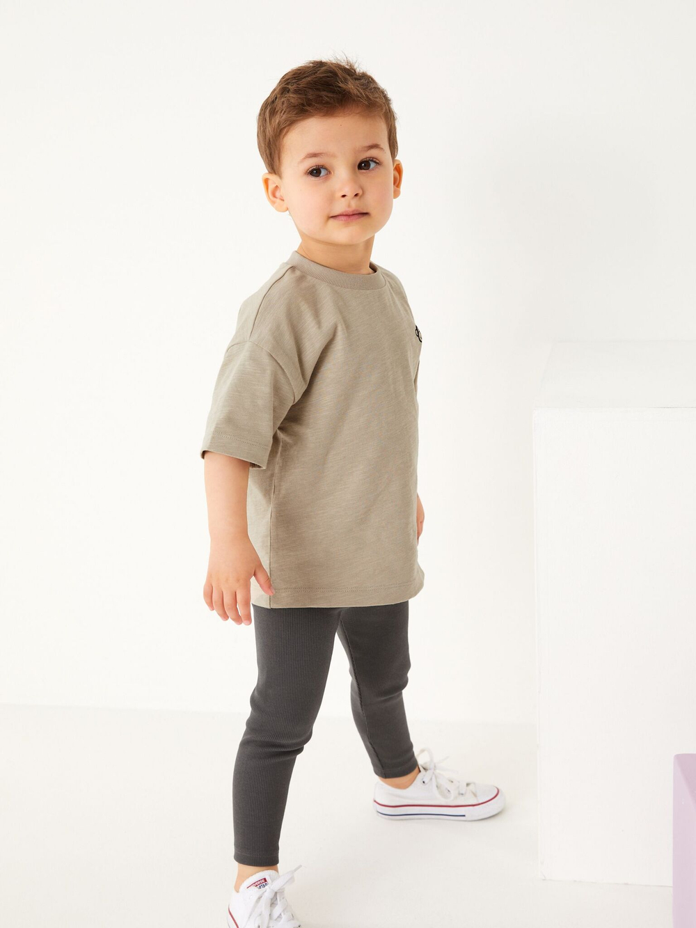 Футболка и легинсы в комплекте для мальчика Next D14-284, Бежевый, Темно-серый