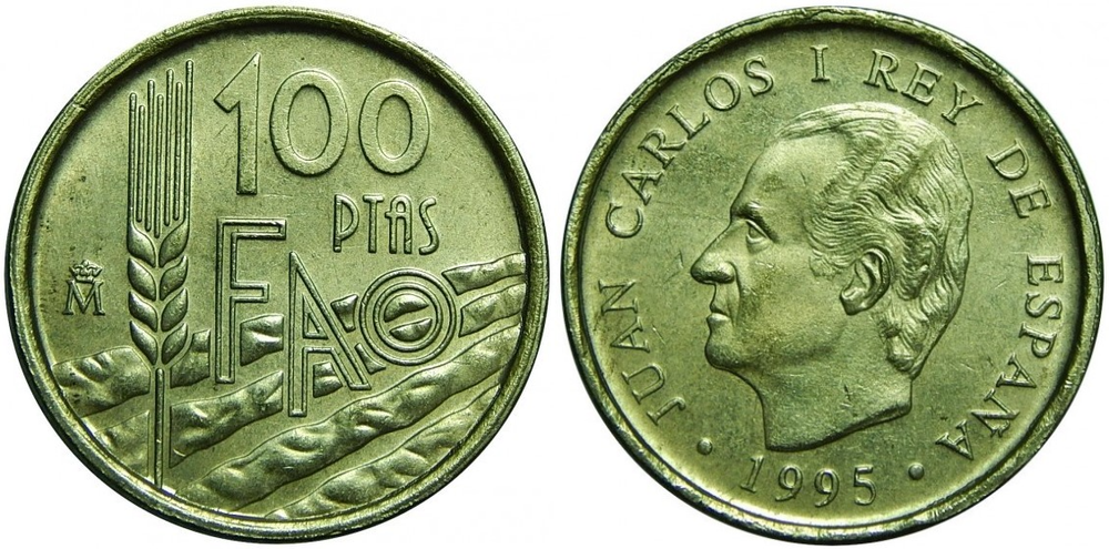 Испания 100 песет, 1995 ФАО VF