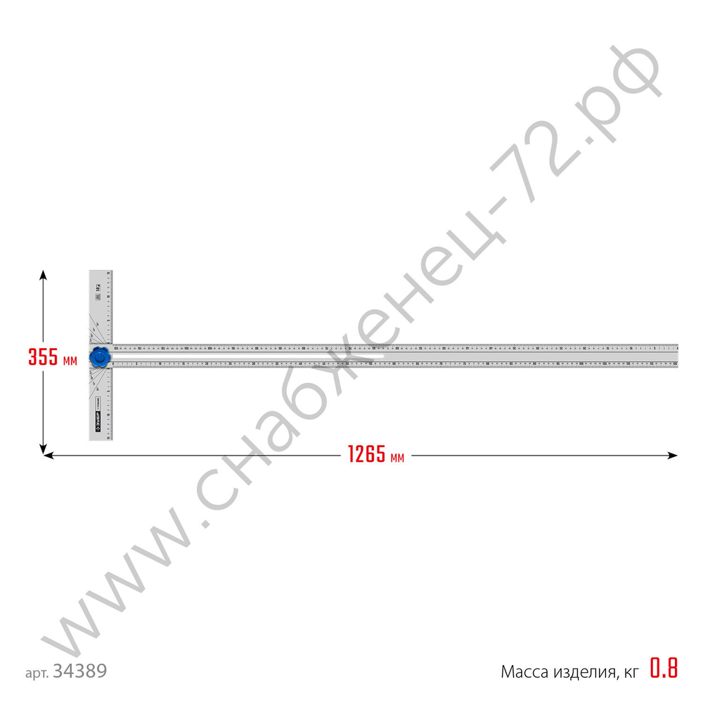 ЗУБР Т-угольник алюминиевый с подвижной направляющей, Профессионал (34389)