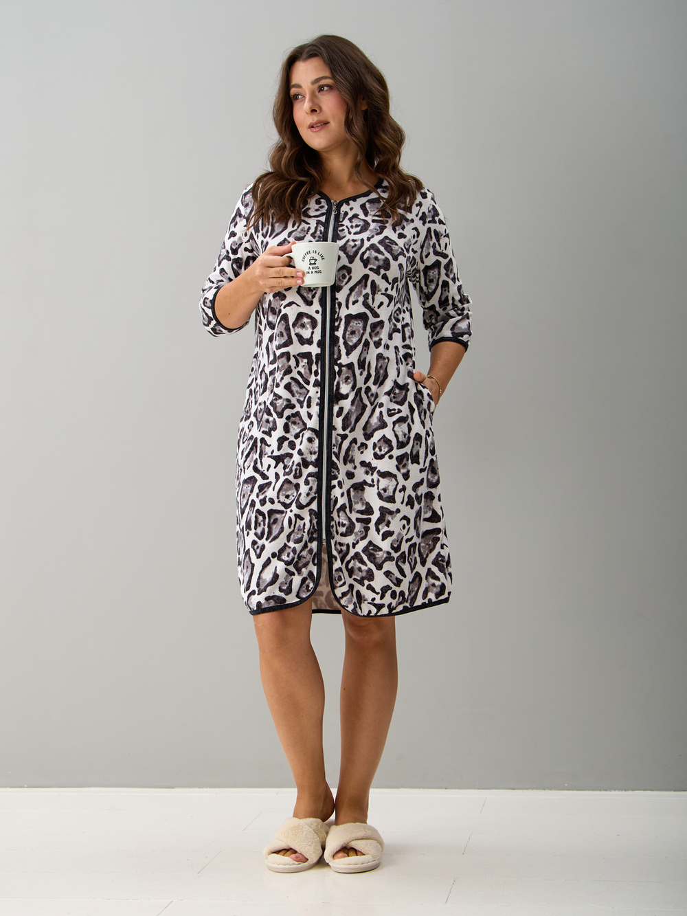 Халат Хм-562/серый-акварельлеопард