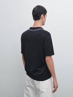 Massimo Dutti Поло из смесового хлопка, темно-синий