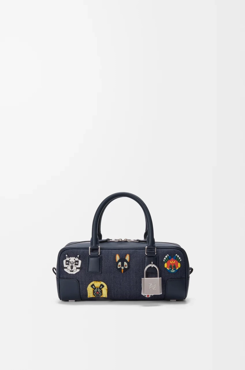 Loewe Укороченная сумка Cats Amazona 23 из вышитой джинсовой ткани, синий