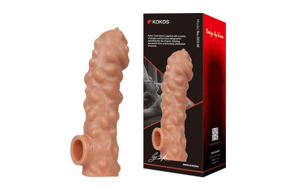 Насадка на фаллос KOKOS Cock Sleeve 003 L – крупные бугорки, 17,6 см