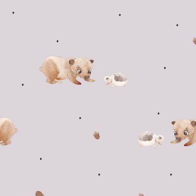 Медведь и черепаха на лиловом