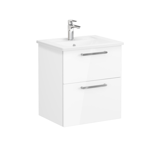 Тумба с раковиной Vitra Root 60 см, 2 ящика, глянцевый белый