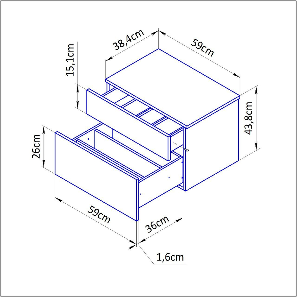 Комод белый Оланд без ручек 2 ящика для вещей и одежды с органайзерами для ящиков