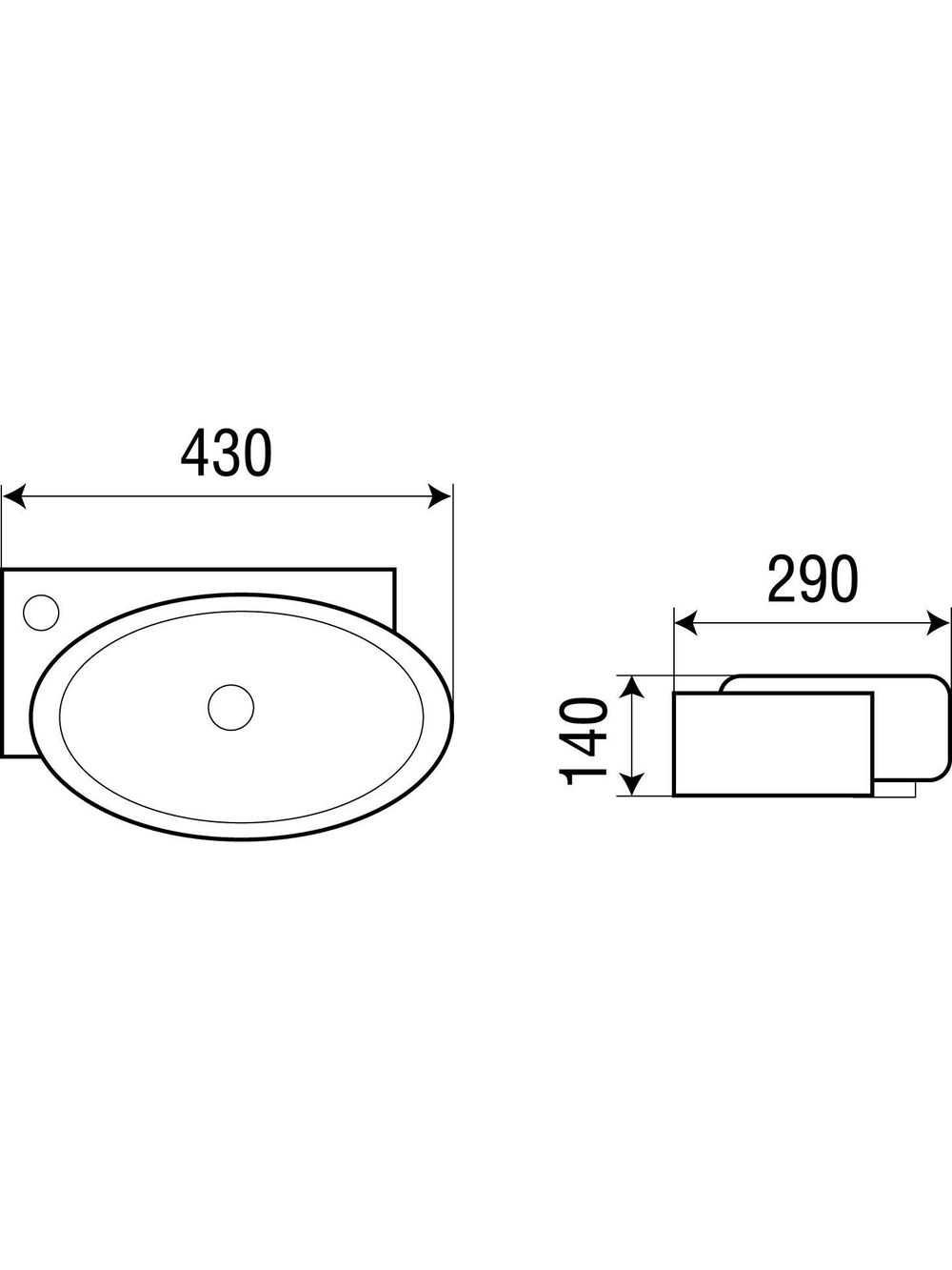 Раковина подвесная WeltWasser WW AISBACH 5011L 430х290х140
