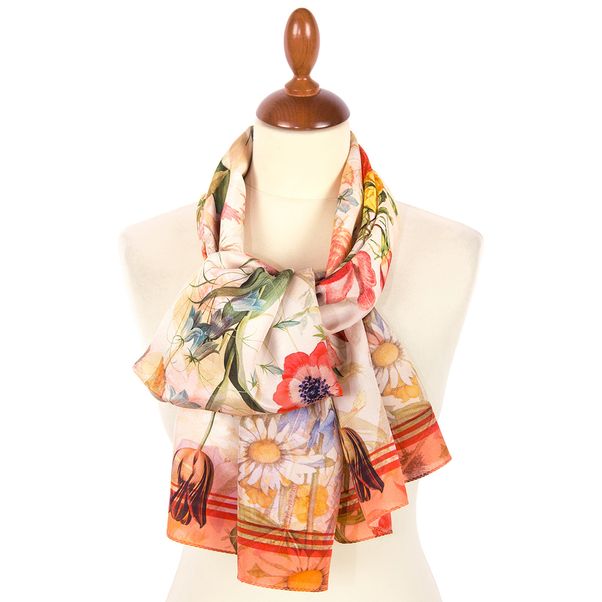 Шелковые шарфы 43х150 см, крепдешин