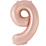 Шар фольгированный Цифра 9 102 см (Розовое Золото)