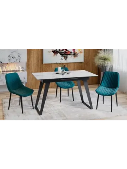 Стол кухонный Черный муар мрамор 140(180)х80х77 см