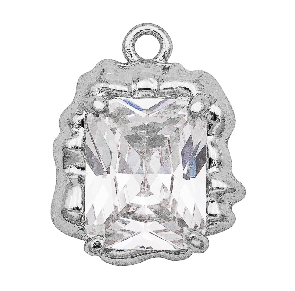 1612-пр Подвеска с прозрачным кристаллом 16*12мм, родий