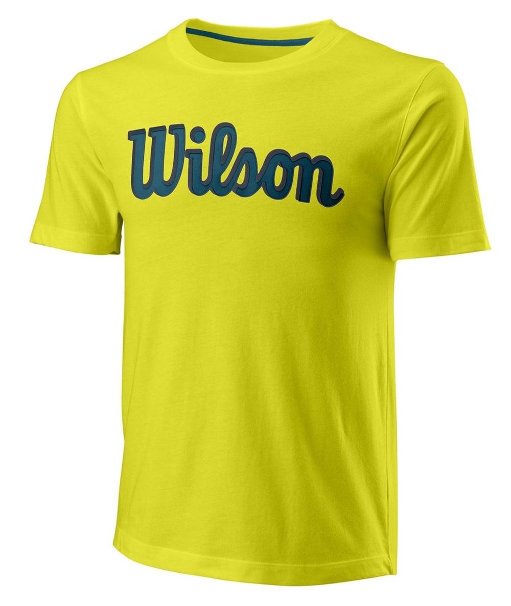 Мужская теннисная футболка Wilson Script Eco Cotton Tee Slimfit M - sulphur spring