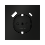 Накладка для розетки с заземлением и защитными шторками, с USB A+C, (черный матовый) Voltum S70 VLS001008