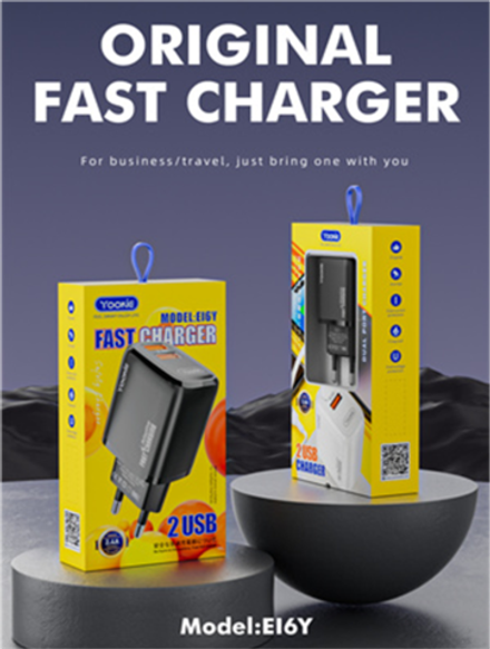 Зарядное устройство СЗУ Yookie EI6Y fast charger 2 USB 2,4A с кабелем Type c