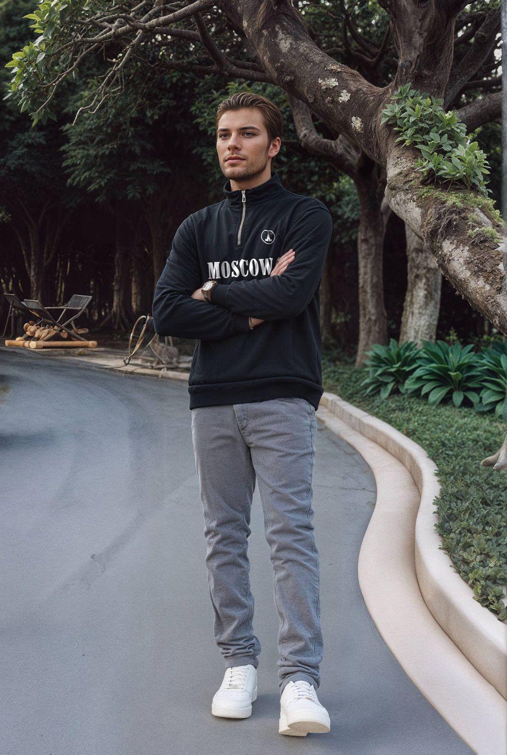 Толстовка мужская с зип-воротником "Moscow" черный