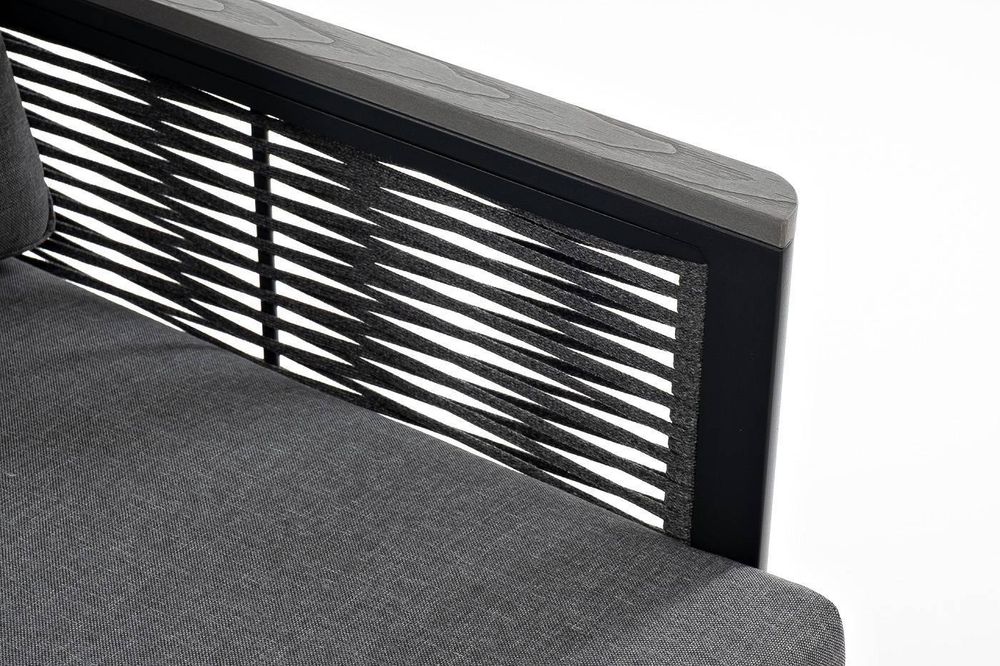 "Сан Ремо" кресло плетеное из роупа садовое, каркас алюминий темно-серый, роуп серый, ткань серая