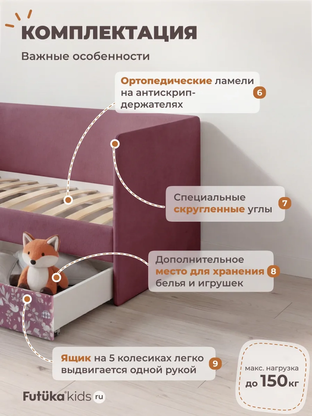 Кровать детская 160х80 с бортиком и ящиком Майло Арт