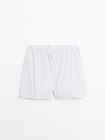 Massimo Dutti Трусы-боксеры в полоску из 100% хлопка, белый