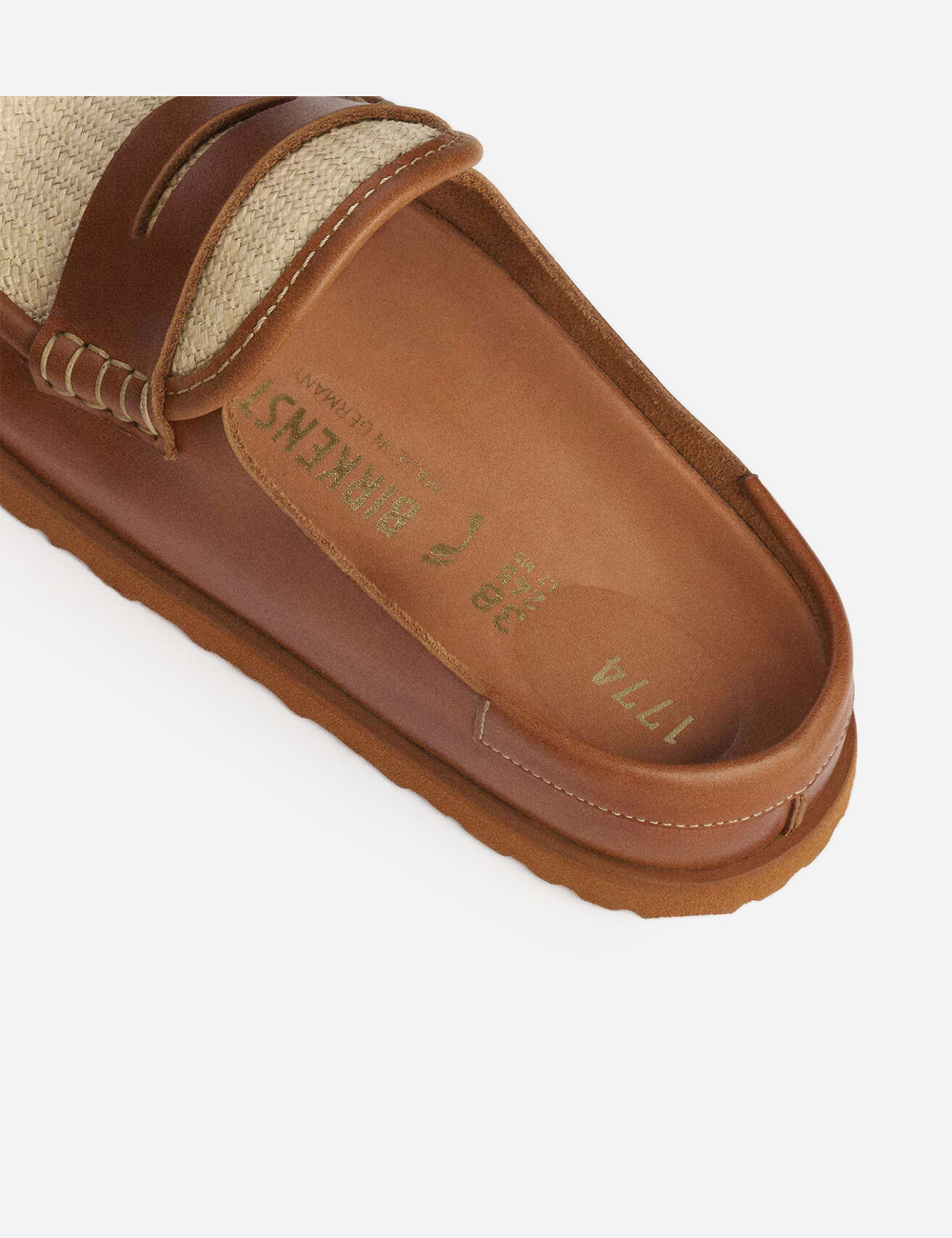 Birkenstock 1774 Naples Wrapped Natural Leather Oiled " Ginger Brown Raffia"