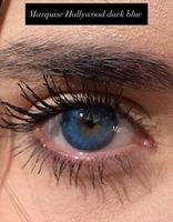 Сапфировые синие цветные линзы Marquise Hollywood dark blue / Цветные синие линзы для темных и светлых глаз / Срок ношения 12 мес