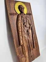 Освященная Икона Дмитрия Донского резная из дуба 31.5х14 см