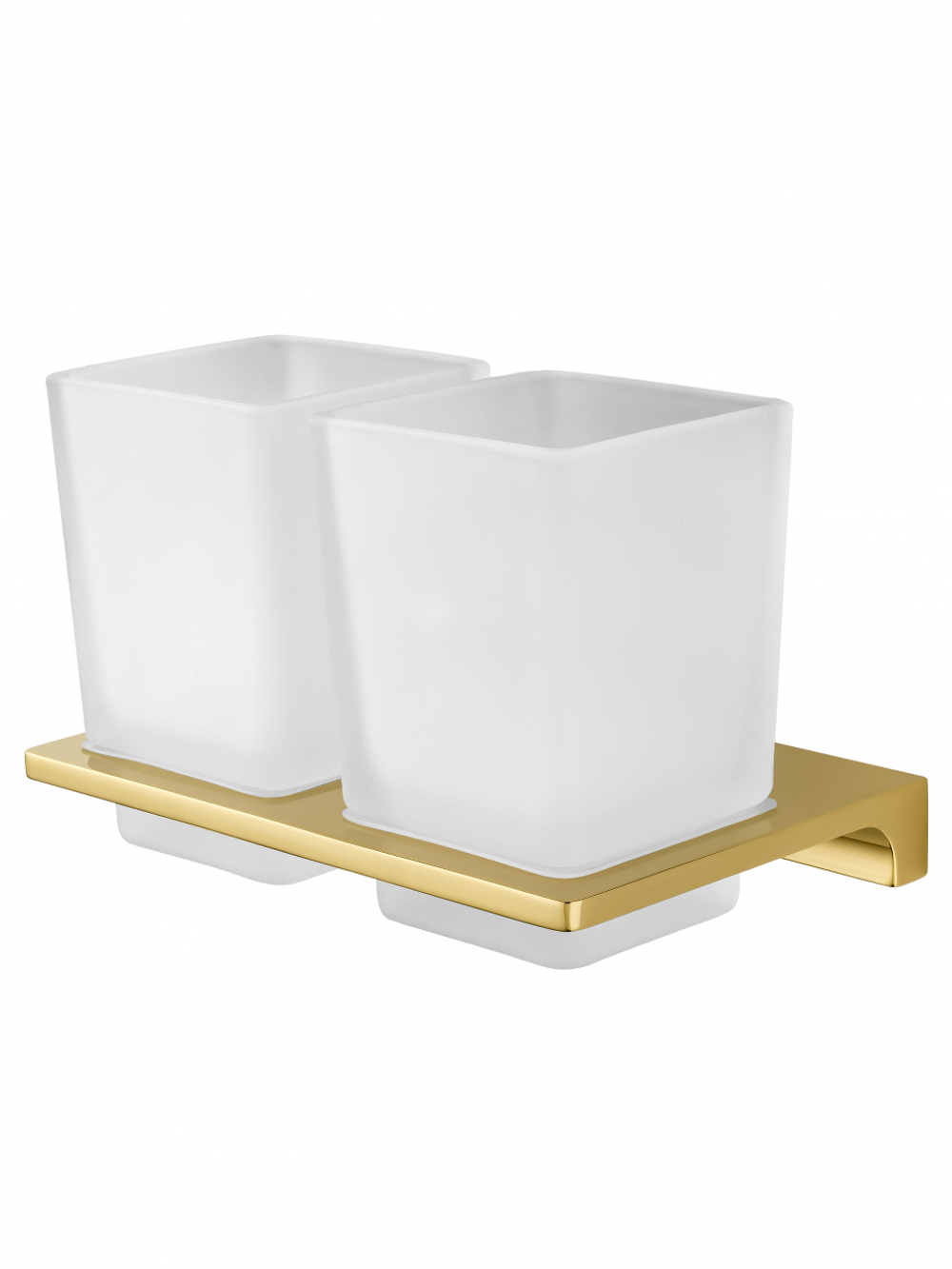 Два стакана для зубных щеток с держателем WONZON & WOGHAND ECLIPSE, Глянцевое золото (WW-9128-LG)