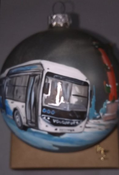 Ёлочный шар - Автобус, 10 см 2