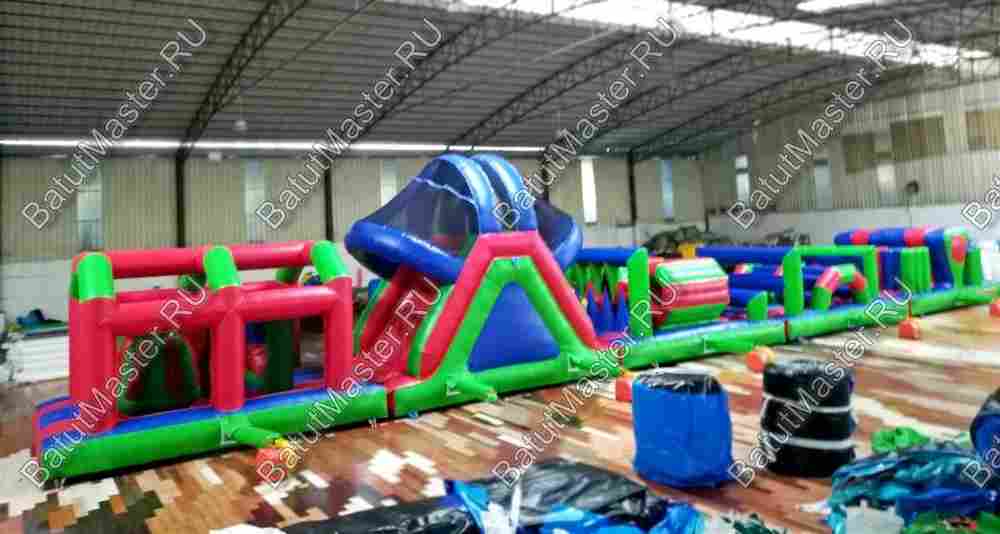 Коммерческая надувная полоса препятствий "Азарт" 25*3,5*4,5 м