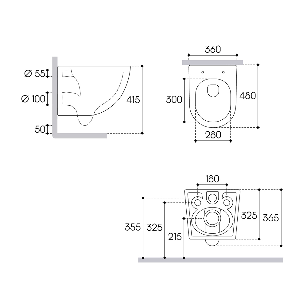 Унитаз подвесной (смыв Tornado), белый глянцевый Aqueduto OVO
