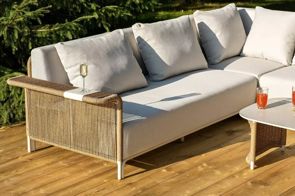 "Мальдивы" трансформирующаяся лаунж-зона из искусственного ротанга, цвет соломенный