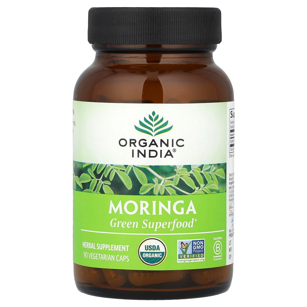 Organic India, Моринга, 90 вегетарианских капсул (350 мг на капсулу)