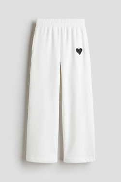 H&M Спортивные брюки-джоггеры с вышивкой, белый