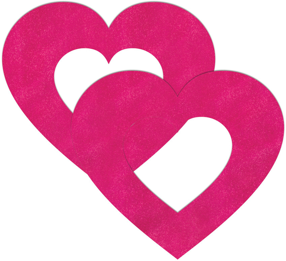 Розовые пестисы на грудь в форме сердечек