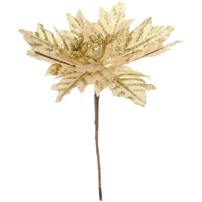 Украшение новогоднее «Пуансеттия - Мерцание» 17 см, Золото
