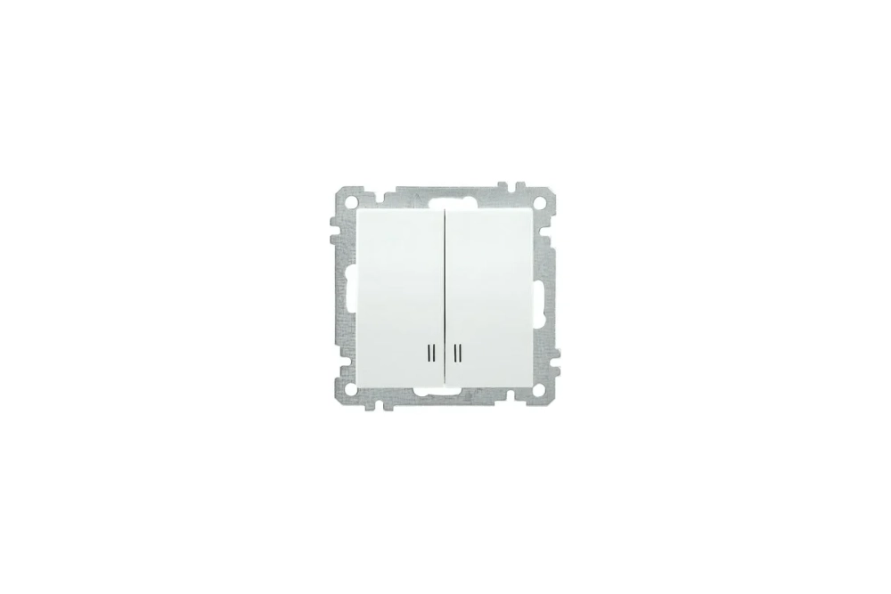 Выключатель IEK ВС10-2-1-Б 2 клавишный с индикацией 10А BOLERO белый EVB21-K01-10-1