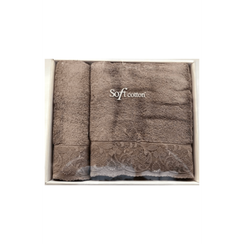 Набор полотенец Hazel   (50х100 и 85х150) Soft Cotton  коричневые
