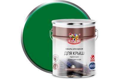 Эмаль алкидная  для  крыш  зеленый  5 кг OLEKOLOR