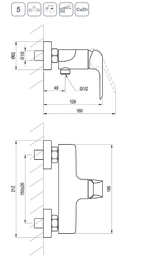 Смеситель для душа Ravak Flat FL 032.20/150 X070177 Черный матовый