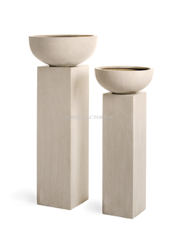 Кашпо TREEZ Effectory - Beton - Низкая чаша - Белый песок