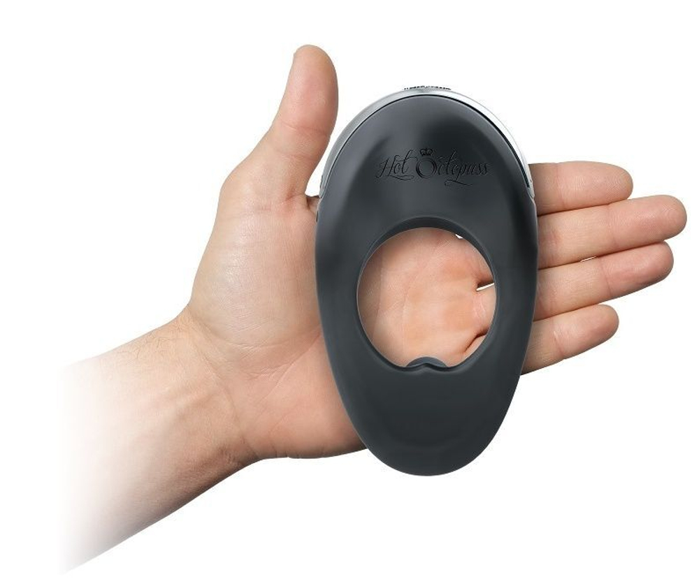 Черное эрекционное виброкольцо с двумя виброэлементами ATOM PLUS