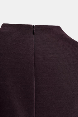 ZARA КОРОТКОЕ ПЛАТЬЕ ИЗ ЭЛАСТИЧНОЙ ТКАНИ С КРУЖЕВОМ, ТЕМНО-КОРИЧНЕВЫЙ