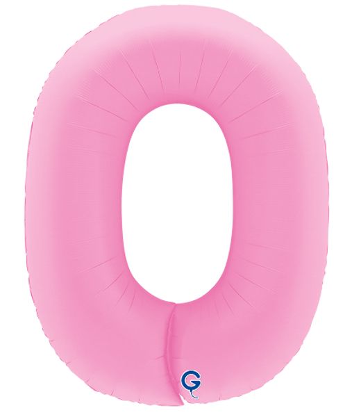 Шар (40''/102 см) Цифра, 0, Розовая Сакура, Матовый, 1 шт.