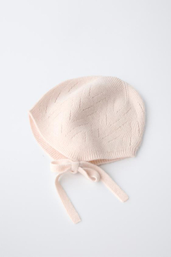 ZARA ЧЕПЧИК ИЗ ХЛОПКА И ШЕРСТИ, СВЕТЛО-БЕЖЕВЫЙ